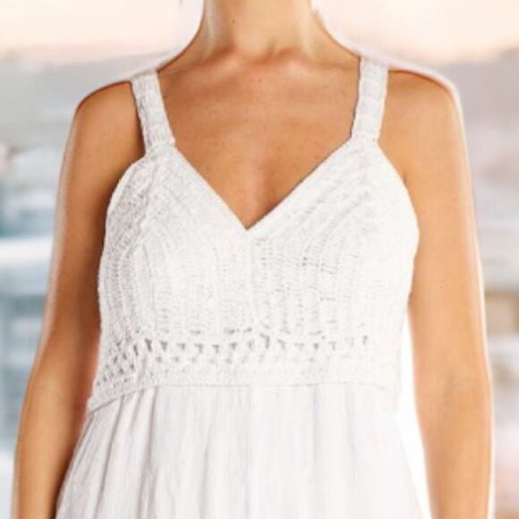 JAPNA NWT WHITE CROCHET BUST BOHEMIAN JUMPSUIT CROPPED STRETCH SMOCKED BACK XS - Picture 4 of 7